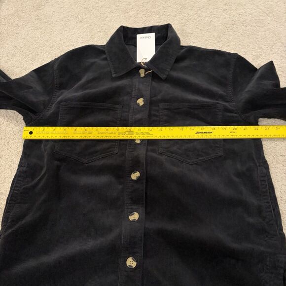NWT Quince Organic Stretch Corduroy Shirt Jacket Women Medium Black Shacket - Picture 5 of 8